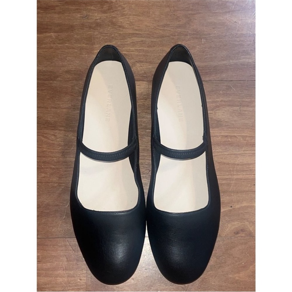 Everlane Mary Jane Nappa Black Leather Gem